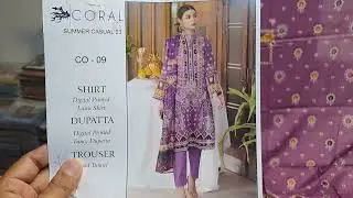 printed lawn collection with voile and fancy duppata by coral