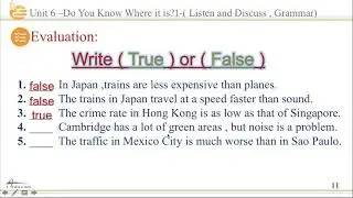 Unit 6 - Do You Know Where It Is? - 1 (Listen and Discuss, Grammar)