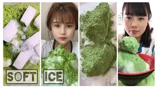 ASMR : Matcha dipped white ice| white soft ice| Crunchy ice| V.Good