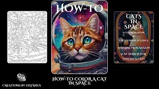 How to color a cat in a space helmet outline