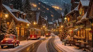 🎄 Snowy Christmas Street Café Jazz | Cozy Holiday Piano, Warm Lights & Peaceful Winter Ambience ☕❄️