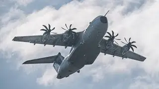 An RAF A400M Departs PSM for RAF Brize Norton with Nice Vortices Off the Props | Pease ANGB (PSM)