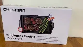 Chefman Electric Smokeless Indoor Grill w Non Stick Cooking Surface & Adjustable Temperature Knob