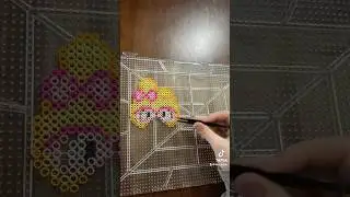 Yellow bunny hello kitty Perler bead art #hellokitty #pixelart #perlerbeads #beadartist #perlerbead