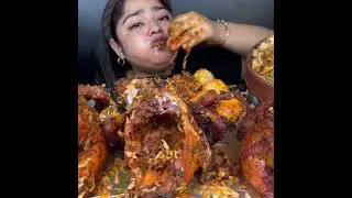 SPICY MUTTON CURRY 🔥,3KG WHOLE CHICKEN CURRY, BASMATI RICE #asmreating #asmr #shorts