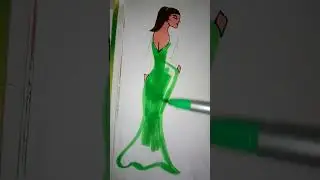 A beautiful girl dress drawing. #drawing .#angelart .#shorts.