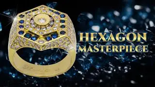 18K Gold Custom Hexagon Diamond Sapphire Ring | Luxury Men's Statement Jewelry |IMTIZ