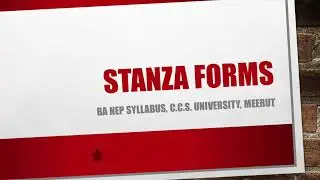 Stanza Forms, English Poetry, B.A. Sem II, CCS University, Meerut