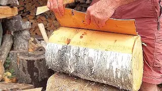 Slow Living Bushcraft - Harvesting Birch Bark & Splitting Firewood - Mindful Outdoor Crafting