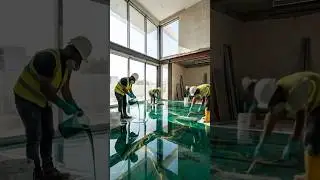 Emerald Green Epoxy Floor Reveal in Luxury Living Room 😍