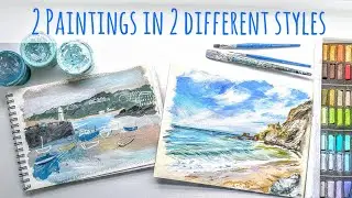 Process Video of Two Painting Styles: Naive Acrylic & Pencil // Sennelier & Unison Soft Pastel