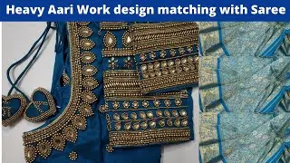 Heavy Aari Work Bridal Blouse Design | Customized Aari Work Tassels |Wedding Blue Aari Blouse Design
