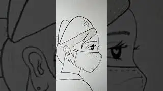 Easy Nurse Drawing in pencil || How to make face mask drawing #girldrawing #shorts #covid19