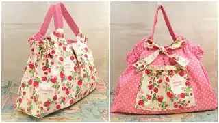 マイバッグ作り方　sewing tutorial　かわいいギャザートートバッグ