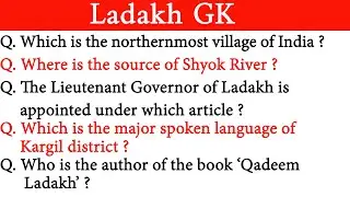 Ladakh GK l Ladakh General Knowledge l Ladakh gk questions and answers