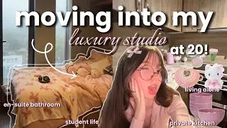 moving into my LUXURY studio apartment !! 🩷|| student, living alone, etc.