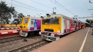 Back to Back Different types of EMU local trains crossing showcasing. Indian Railways