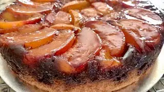 Peach Upside Down Cake  / Cake In Frying Pan