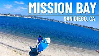 Paddleboarding in Mission Bay, San Diego