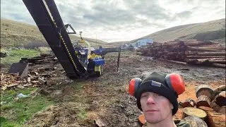 Chopping with a new wood processor live ￼￼￼