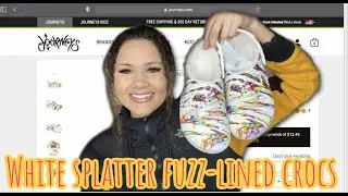 CROCS White Splatter Classic Fuzz-Lined Clog *UNBOXING REVIEW TRY ON* NEW CROCS 2021