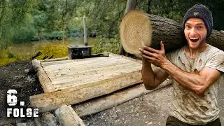 Wir bauen uns ein BLOCKHAUS um den WINTER zu &uuml;berleben | Tag 6/100 autark