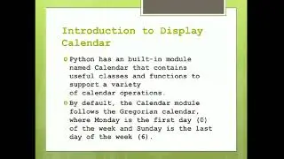 Python Tutorial | Introduction to Display a Calender