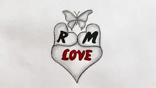Beautiful Heart with R and M Letter - Easy Drawing Ideas - R and M Letter Drawing - Pencil Drawing