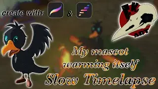 My Crow mascot warming itself (SLOW TIMELAPSE) [create with @Procreate & Procreate Dreams)