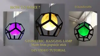 How to make hanging lamp using ice-cream stick?,DIY Creative Popsicle Stick Lamp,Geometric lamp.