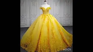 Top most beautiful yellow colour gown dress.