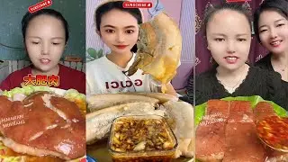 Eating Mukbang Belly Pork Fat, Pork Skin, Pork Meat, Pork Legs And Stomach Pork