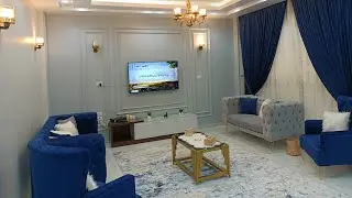 فرش شقة عروسة السنطه زوق عروستنا 👰قمه في الجمال 🙀 عاشقه للون الكحلي 👍❤️