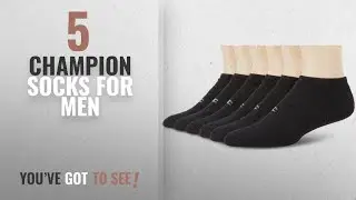 Top 10 Champion Socks [2018 ]: Champion Men's 6 Pack No Show Sock, Black, Shoe Size 6-12