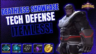DEATHLESS SHOWCASE! Tech Defense ITEMLESS Run With TripG! #marvelcontestofchampions