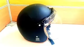 Axor Retro Jet Leather Helmet (Dull Black, M)