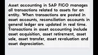 Definition - Asset Accounting SAP Fico #sapfico #sapmaster ##assetaccounting