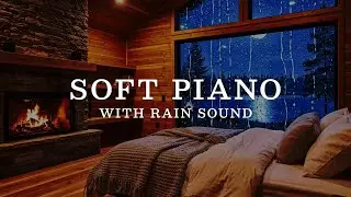 Soft Piano and Fireplace Ambience for Focus & Rest 🌧️ Rainy Day to Fall Asleep Faster, Stress Relief