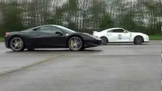 Ferrari 458 v Nissan GTR | 1 mile drag race