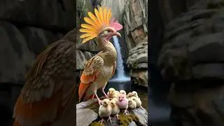 A Mother Cock-of-the-Rock and Her Chicks Glow in a Misty Rainforest Gorge #birds #cockbird #bird