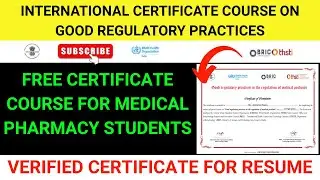 (FREE) Course on Drug Regulatory Affairs with Certificate | Free Pharmacy Certificate Course
