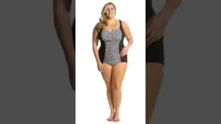Penbrooke Plus Size Double Diamond Girl Leg One Piece Swimsuit | SwimOutlet.com