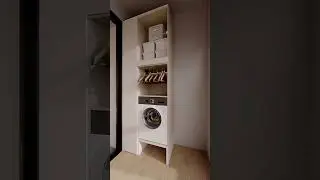 🧺 Hidden Laundry Corner! Smart Storage Hack for Small Apartments
