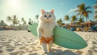 ⛱️ Cute Cat's Fun Day At The Beach! 😸🌊 | Fluffy Animal Adventures (AI-Generated Story)