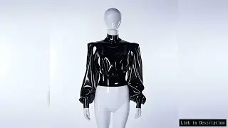 Latex Rubber Gummi Catsuit Fashion Sports Top Tight Cosplay Purely handmade puff sleeve