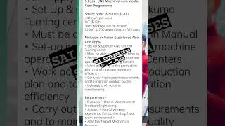 SPASS CNC MACHINIST CUM CNC PROGRAMMER JOB IN SINGAPORE