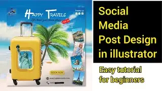 Social media post in illustrator | Easy social media design tutorial for beginners #graphicdesigning