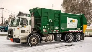 McNeilus AutoReach Garbage Truck in the Snow!