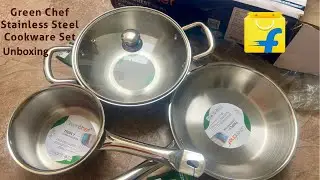 Green Chef Stainless Steel Cookware Set 3 Piece Unboxing | Induction Bottom Kadhai Set