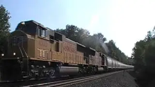 Two EMD's in Full Throttle on a Hard Pull up Hill.